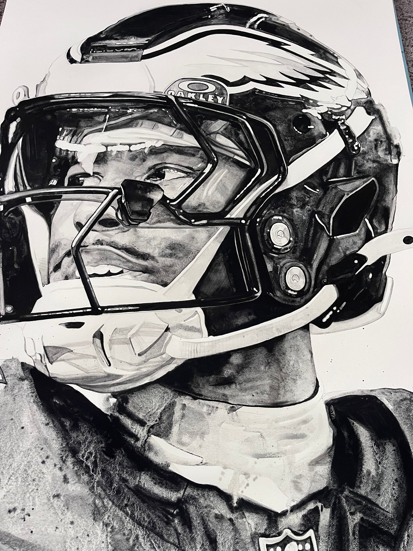 Saquon Barkley 18x24 Watercolor Painting.