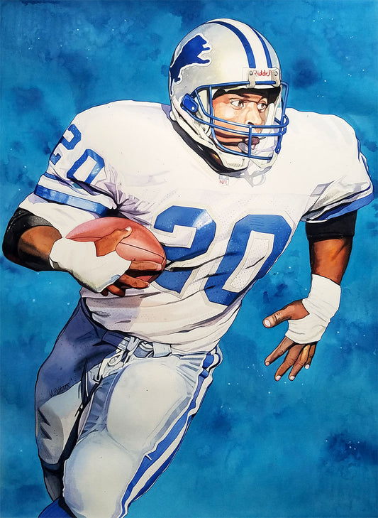 Barry Sanders - Detroit Lions Watercolor