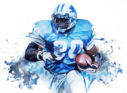 Barry Sanders - Detroit Lions Watercolor