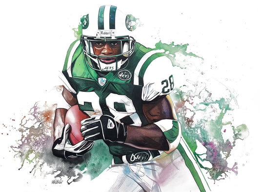Curtis Martin - New York Jets Watercolor Print