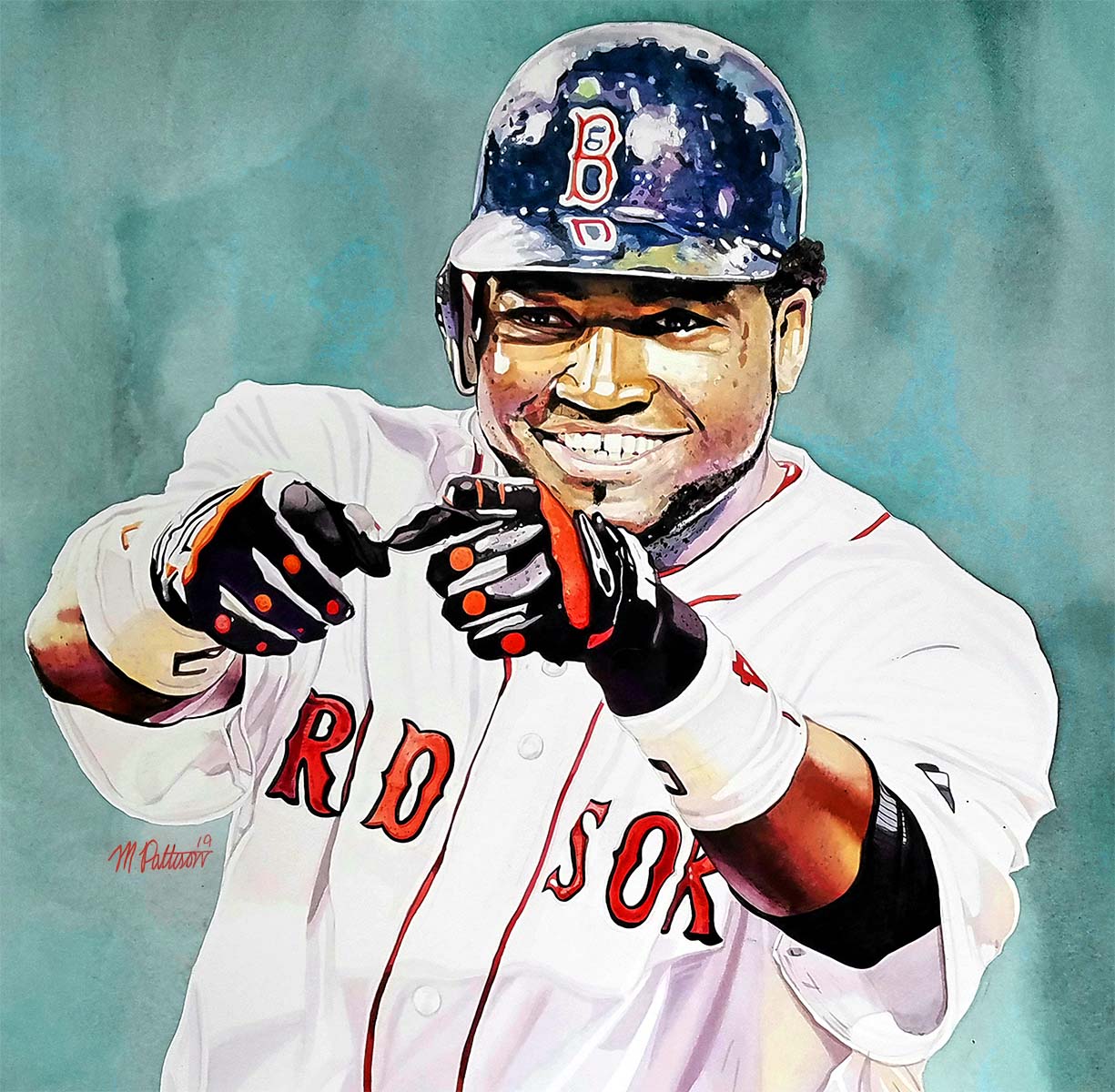 David Ortiz - Boston Red Sox Watercolor Print