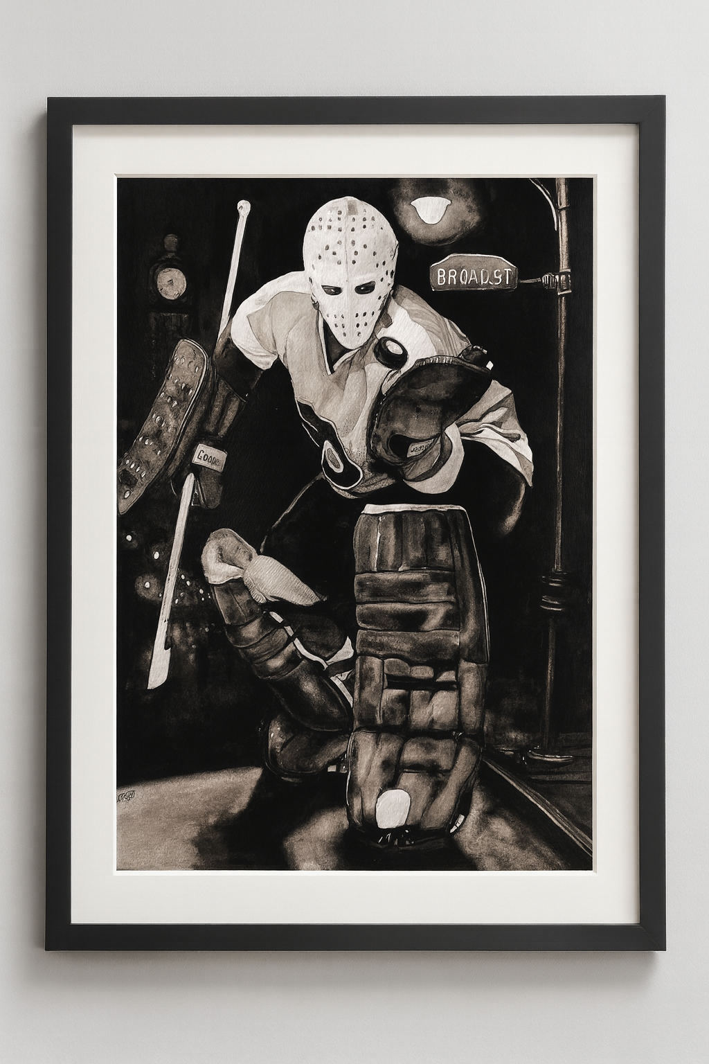 Bernie Parent "Broad Street Bully" Watercolor Print.