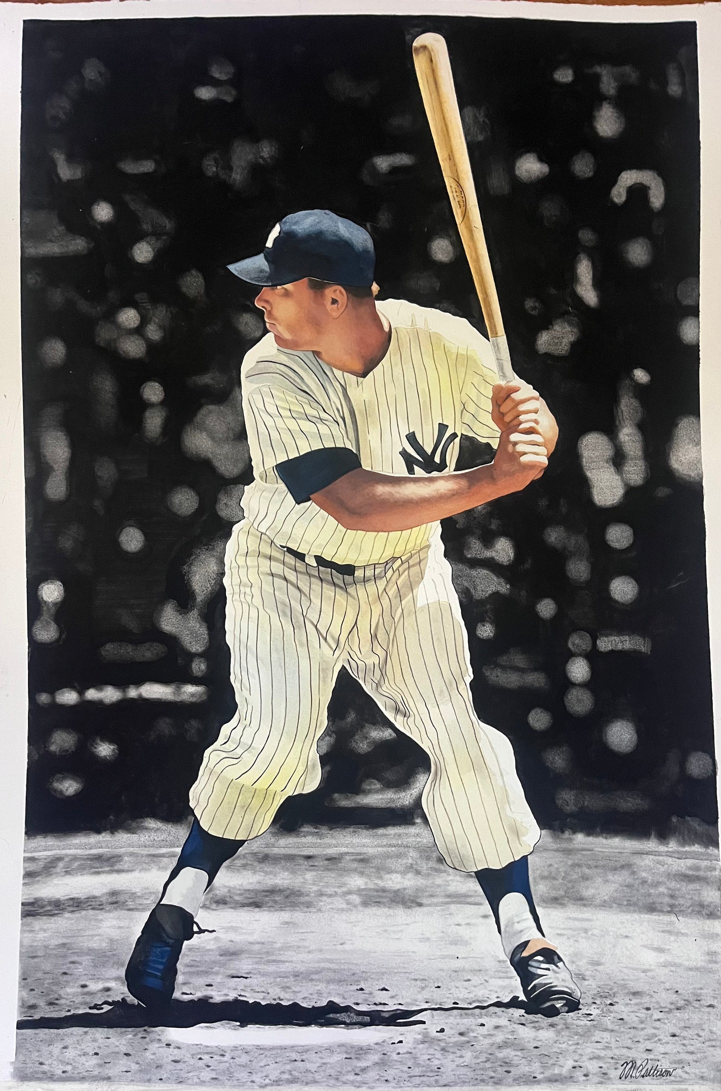 Mickey Mantle Original Watercolor Painting