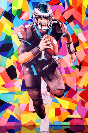 Jalen Hurts Diamond Watercolor Painting (20x30)