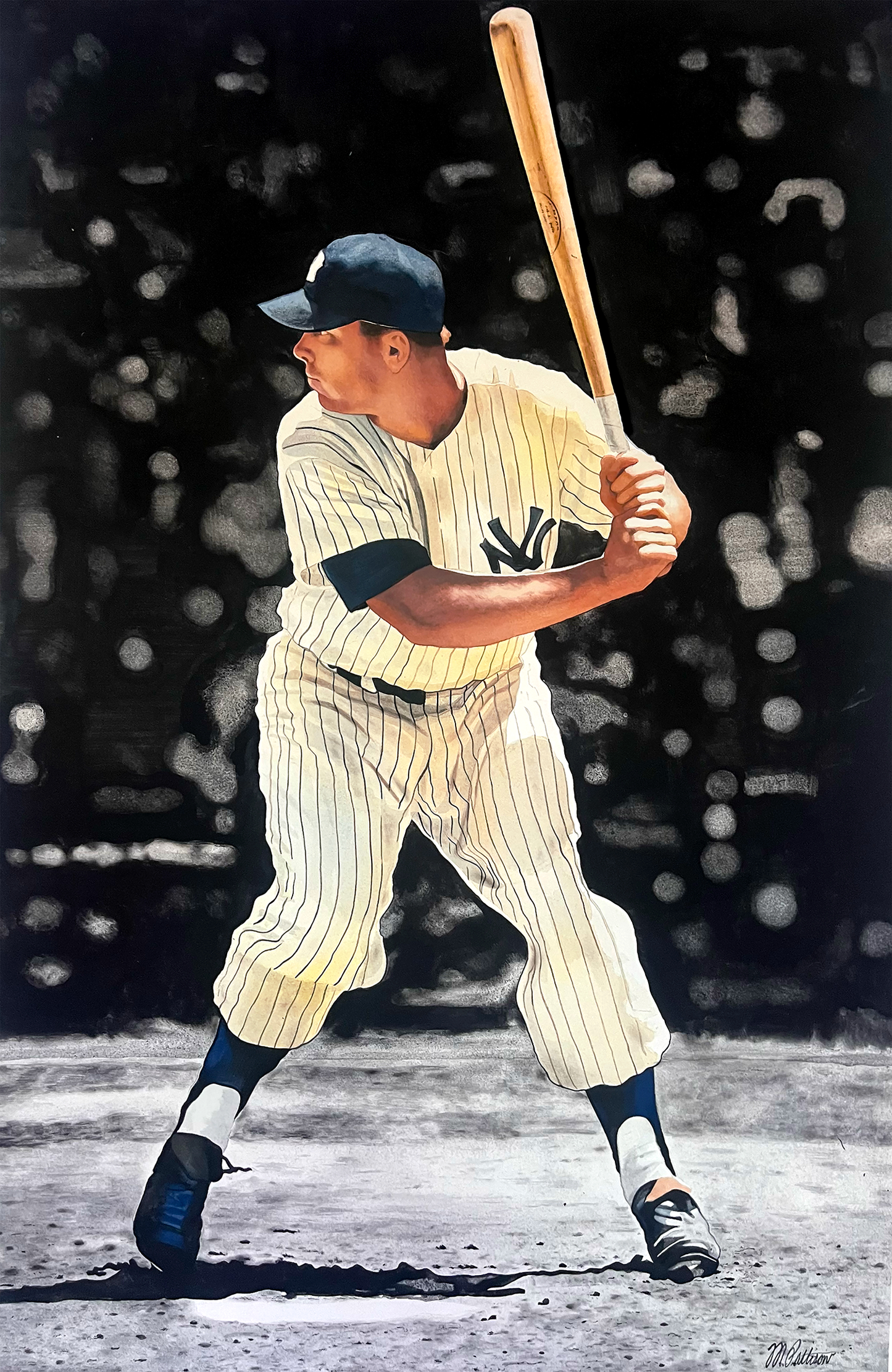 Mickey Mantle New York Yankees Hand Painted PRINT