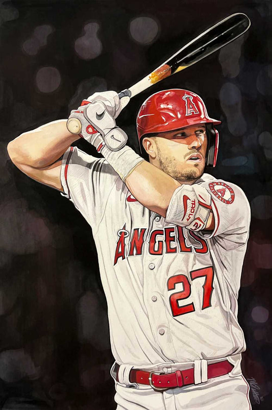 Mike Trout 20x28 Original Watercolor Painting