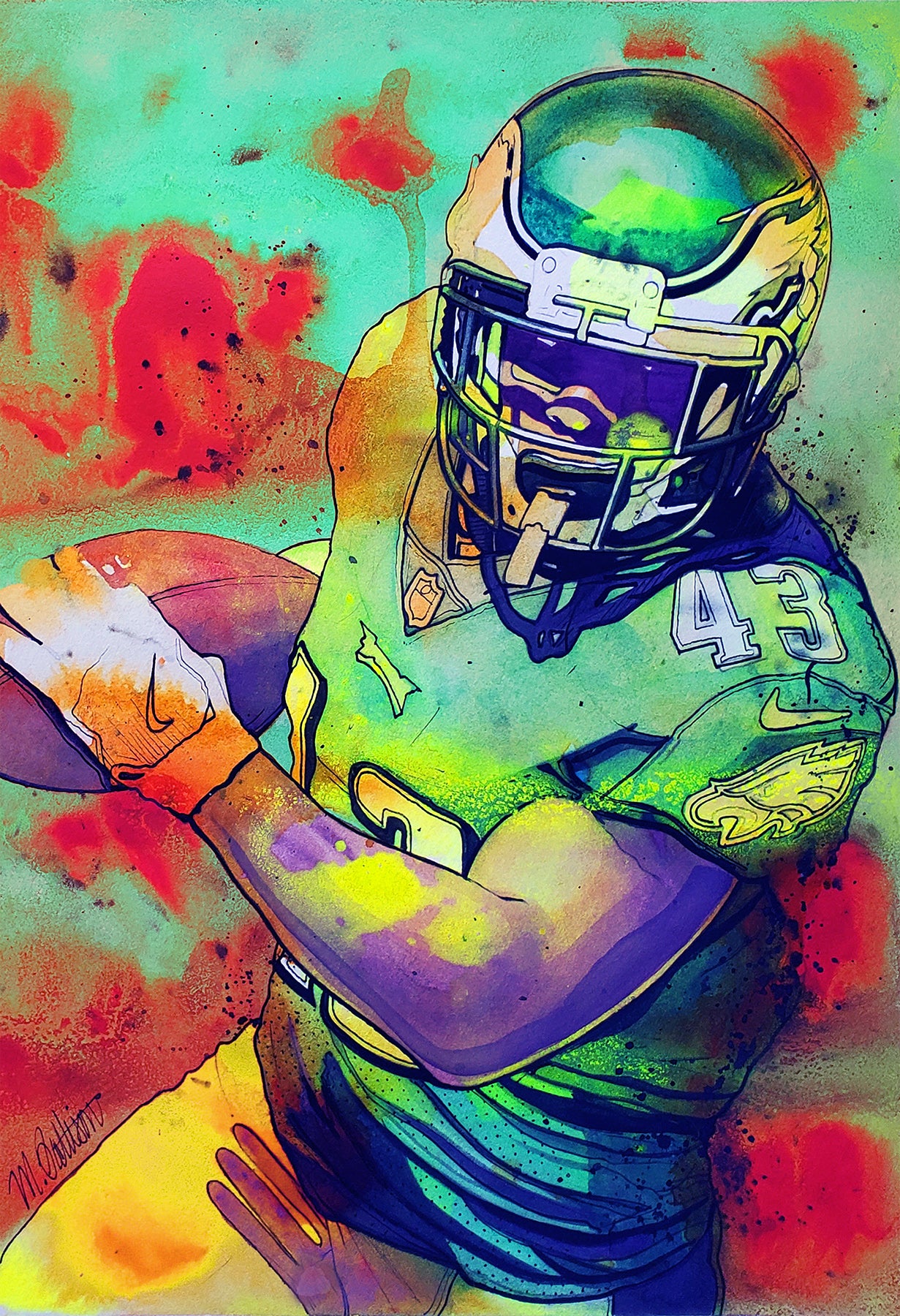 Darren Sproles - Philadelphia Eagles Watercolor