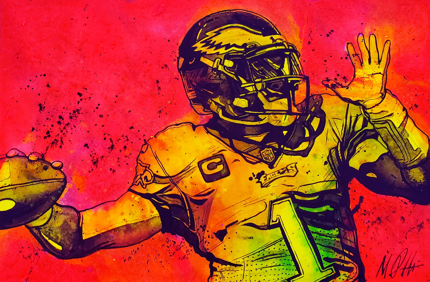 Jalen Hurts - Philadelphia Eagles Watercolor