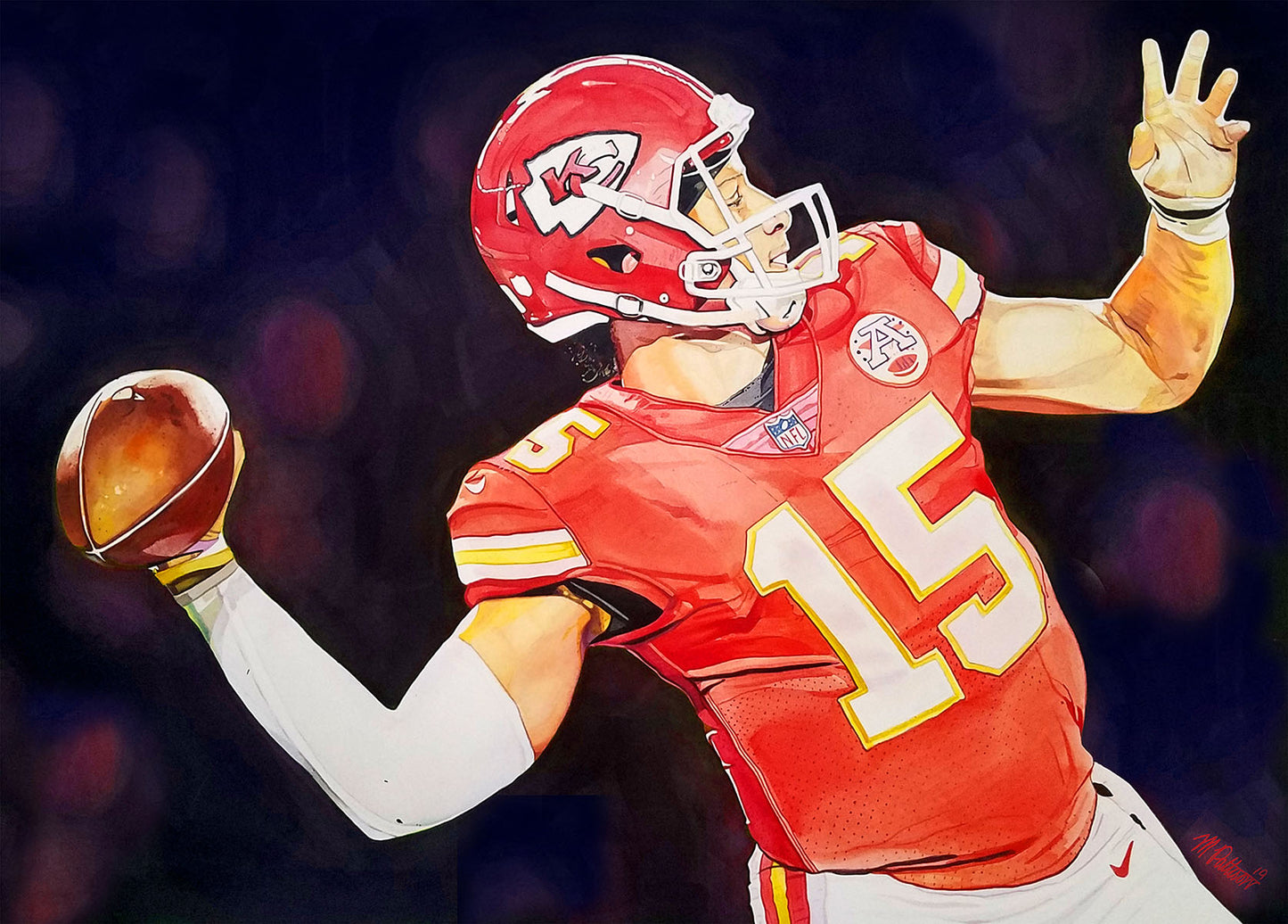 Patrick Mahomes - Kansas City Chiefs Watercolor